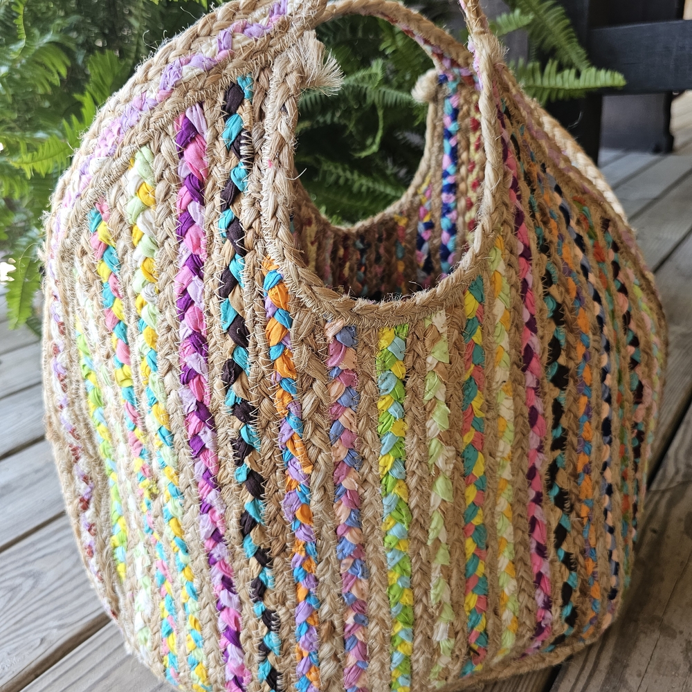 Multicolor Woven Tote Bag